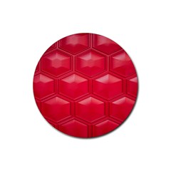 Red Textured Wall Rubber Round Coaster (4 Pack) by artworkshop