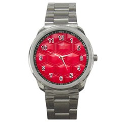 Red Textured Wall Sport Metal Watch by artworkshop