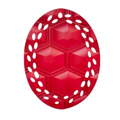 Red Textured Wall Oval Filigree Ornament (two Sides)