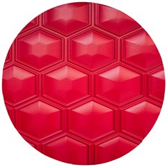 Red Textured Wall Wooden Puzzle Round by artworkshop