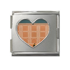 Person Stands By Tall Orange Wall And Looks- Up Mega Link Heart Italian Charm (18mm) by artworkshop