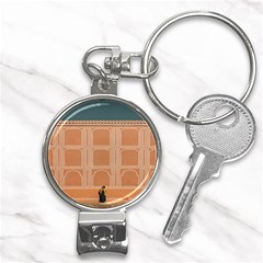 Person Stands By Tall Orange Wall And Looks- Up Nail Clippers Key Chain by artworkshop