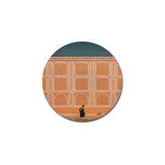 Person Stands By Tall Orange Wall And Looks- Up Golf Ball Marker (4 Pack) by artworkshop