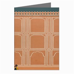 Person Stands By Tall Orange Wall And Looks- Up Greeting Cards (pkg Of 8) by artworkshop