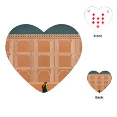 Person Stands By Tall Orange Wall And Looks- Up Playing Cards Single Design (heart) by artworkshop