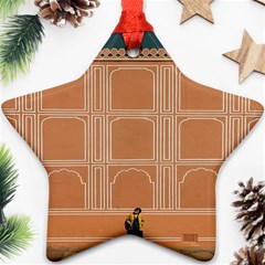 Person Stands By Tall Orange Wall And Looks- Up Star Ornament (two Sides) by artworkshop