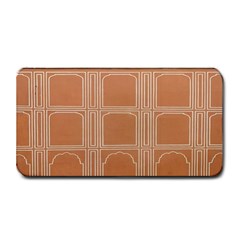 Person Stands By Tall Orange Wall And Looks- Up Medium Bar Mat by artworkshop