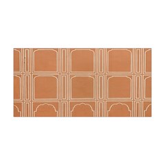 Person Stands By Tall Orange Wall And Looks- Up Yoga Headband by artworkshop