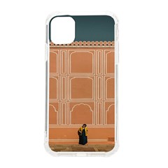 Person Stands By Tall Orange Wall And Looks- Up Iphone 11 Tpu Uv Print Case by artworkshop