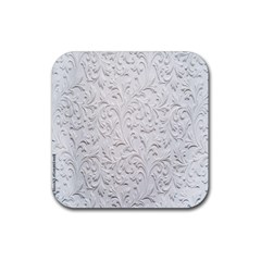 Plaster Background Floral Pattern Rubber Coaster (square) by artworkshop