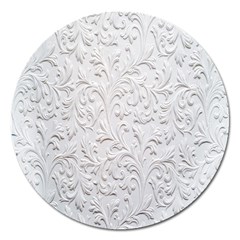 Plaster Background Floral Pattern Magnet 5  (round)