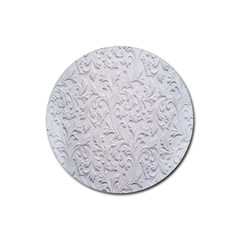 Plaster Background Floral Pattern Rubber Coaster (round) by artworkshop