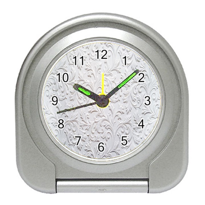 Plaster Background Floral Pattern Travel Alarm Clock