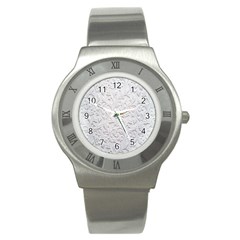 Plaster Background Floral Pattern Stainless Steel Watch by artworkshop