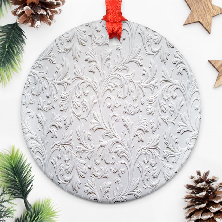 Plaster Background Floral Pattern Round Ornament (Two Sides)