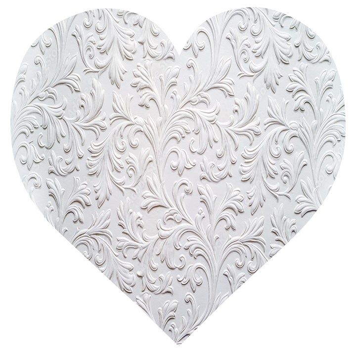 Plaster Background Floral Pattern Wooden Puzzle Heart