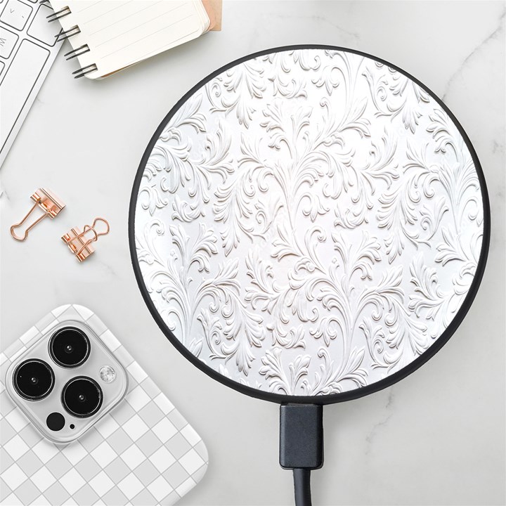 Plaster Background Floral Pattern Wireless Fast Charger(Black)