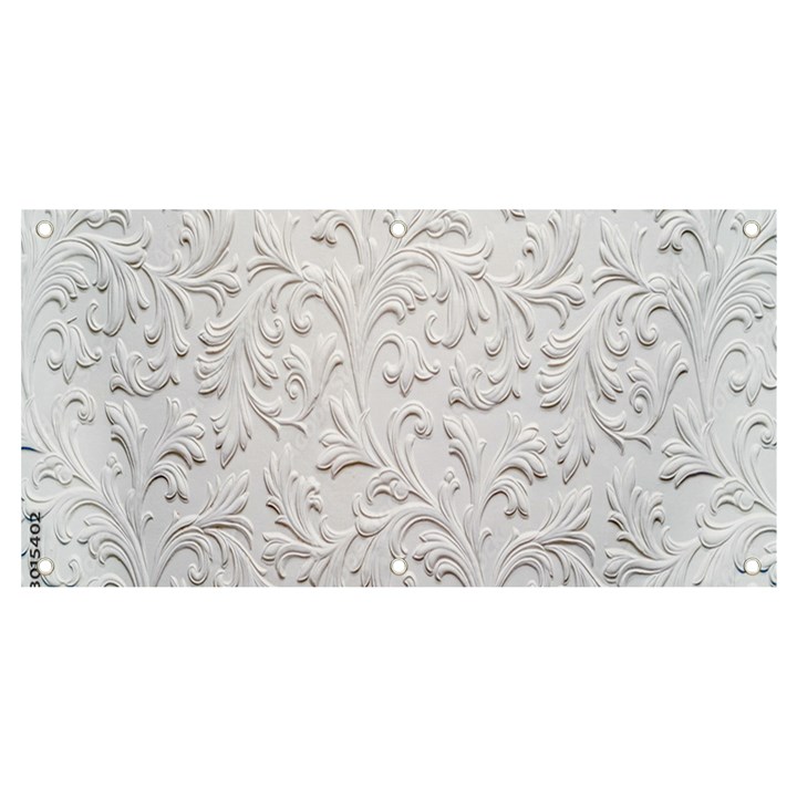 Plaster Background Floral Pattern Banner and Sign 4  x 2 