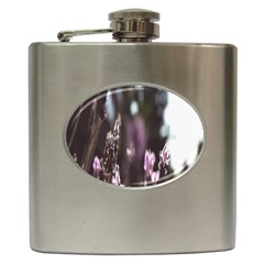 Purple Flower Pattern Hip Flask (6 Oz) by artworkshop