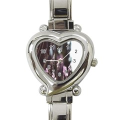 Purple Flower Pattern Heart Italian Charm Watch by artworkshop