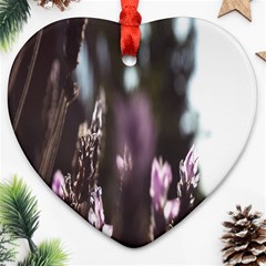 Purple Flower Pattern Heart Ornament (two Sides) by artworkshop