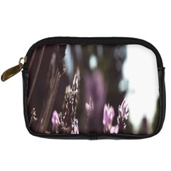 Purple Flower Pattern Digital Camera Leather Case