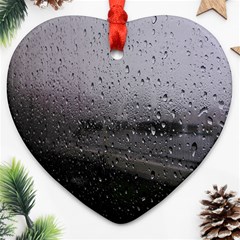 Rain On Glass Texture Heart Ornament (two Sides)