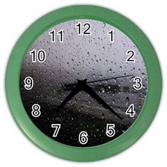 Rain On Glass Texture Color Wall Clock by artworkshop