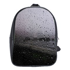 Rain On Glass Texture School Bag (large) by artworkshop