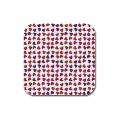 Mixed Colors Flowers Bright Motif Pattern Rubber Square Coaster (4 Pack)