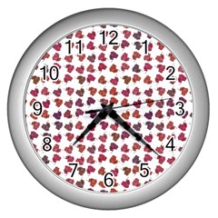 Mixed Colors Flowers Bright Motif Pattern Wall Clock (silver) by dflcprintsclothing