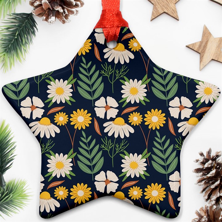 Flower Grey Pattern Floral Ornament (Star)