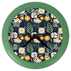 Flower Grey Pattern Floral Color Wall Clock by Dutashop