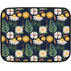 Flower Grey Pattern Floral One Side Fleece Blanket (mini) by Dutashop