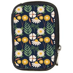 Flower Grey Pattern Floral Compact Camera Leather Case by Dutashop