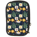 Flower Grey Pattern Floral Compact Camera Leather Case Front