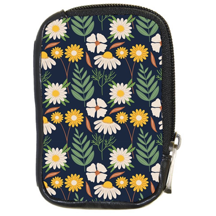 Flower Grey Pattern Floral Compact Camera Leather Case