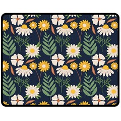 Flower Grey Pattern Floral One Side Fleece Blanket (medium) by Dutashop