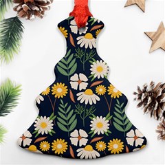 Flower Grey Pattern Floral Christmas Tree Ornament (two Sides)