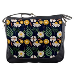 Flower Grey Pattern Floral Messenger Bag by Dutashop