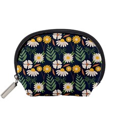 Flower Grey Pattern Floral Accessory Pouch (small)