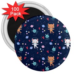 Cute-astronaut-cat-with-star-galaxy-elements-seamless-pattern 3  Magnets (100 Pack) by Vaneshart