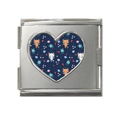 Cute-astronaut-cat-with-star-galaxy-elements-seamless-pattern Mega Link Heart Italian Charm (18mm)