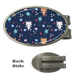 Cute-astronaut-cat-with-star-galaxy-elements-seamless-pattern Money Clips (Oval)  Front