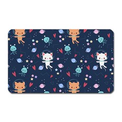 Cute-astronaut-cat-with-star-galaxy-elements-seamless-pattern Magnet (rectangular) by Vaneshart