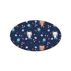 Cute-astronaut-cat-with-star-galaxy-elements-seamless-pattern Sticker Oval (10 Pack)