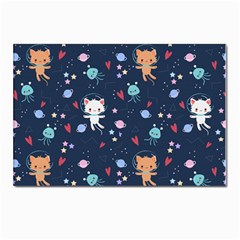 Cute-astronaut-cat-with-star-galaxy-elements-seamless-pattern Postcard 4 x 6  (pkg Of 10) by Vaneshart