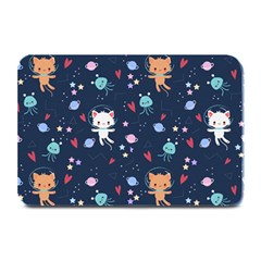 Cute-astronaut-cat-with-star-galaxy-elements-seamless-pattern Plate Mats by Vaneshart