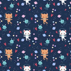 Cute-astronaut-cat-with-star-galaxy-elements-seamless-pattern Play Mat (rectangle) by Vaneshart