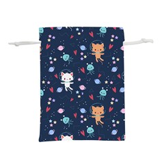 Cute-astronaut-cat-with-star-galaxy-elements-seamless-pattern Lightweight Drawstring Pouch (l)